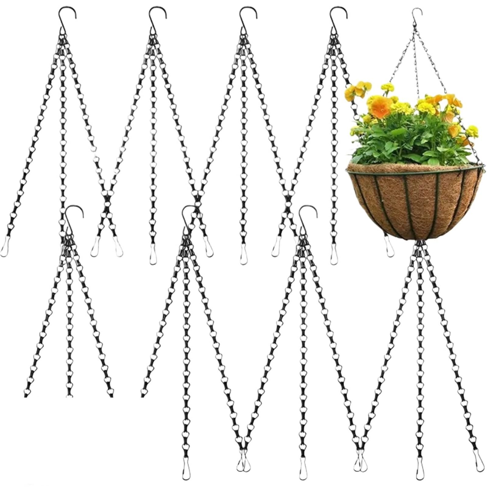 SQQCREATO Hanging Basket Chains Hanging Chain With Hooks Heavy Duty Black For Plants Basket Lanterns Metal Outdoor Indoor Chains(1PC-(25cm))