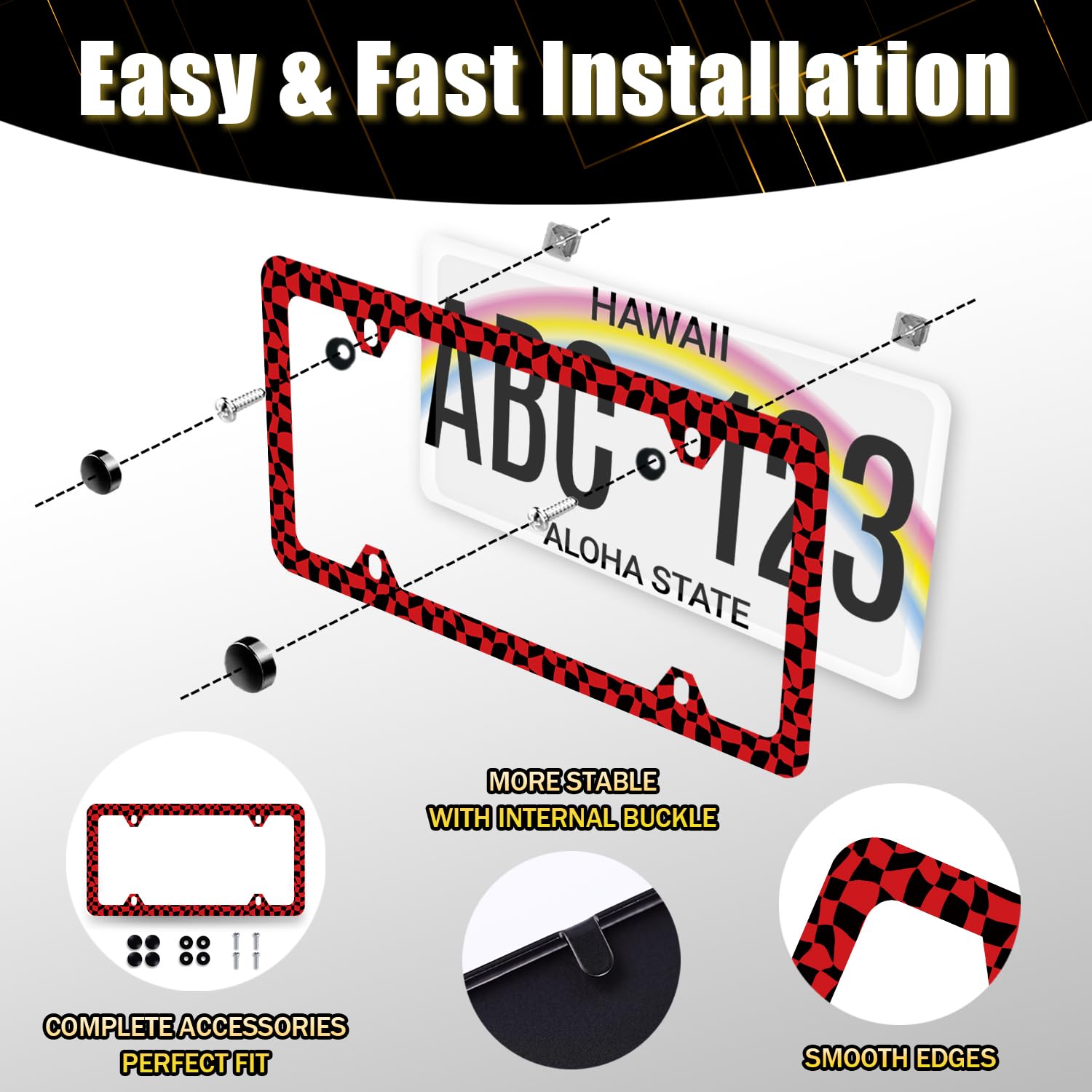 Amazon.com: Red and Black Checkerboard License Plate Frame