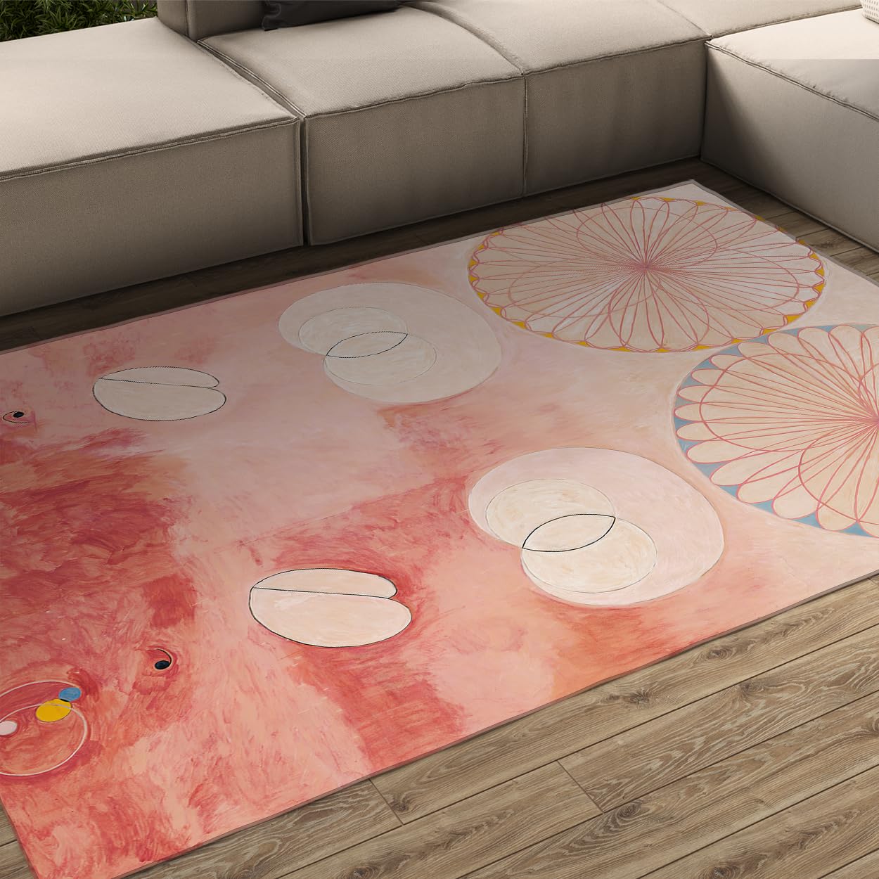 Tapis moderne minimaliste rose blush décoration salon haut de gamme