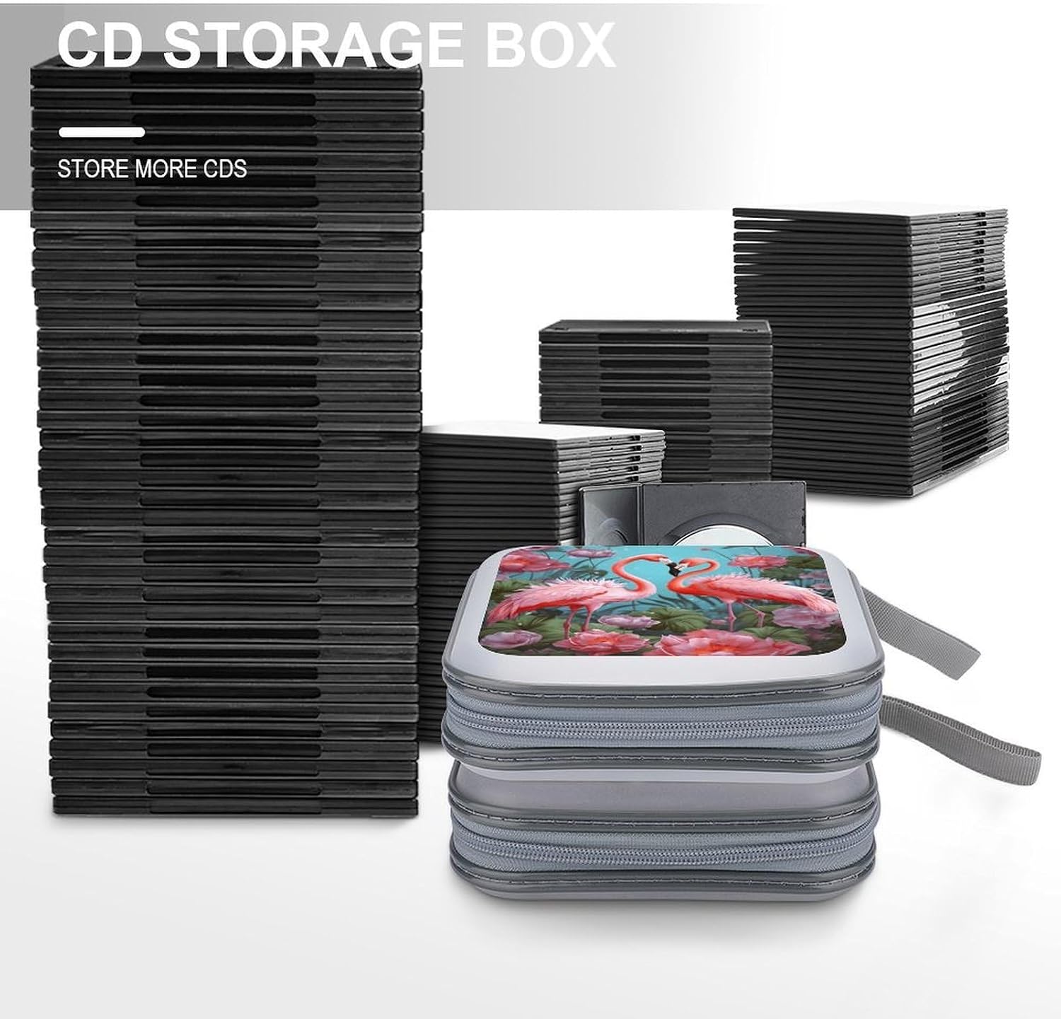 Flamingo Love Flowers CD Case CD Storage Box DVD Sleeves