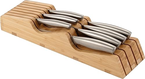 Ozeri Juego de cuchillos de acero inoxidable de 8 piezas, con cuchillas ranuradas de acero inoxidable japonés, color plateado