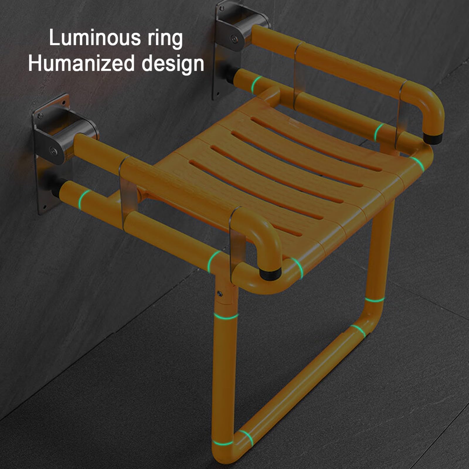 Silla Ducha Plegable,Asiento Ducha Plegable Pared Montada con Reposabrazos,Silla Abatible Ducha Montado en la Pared,Silla Antideslizante Plegable Cuarto Baño para Discapacitado 150 kg
