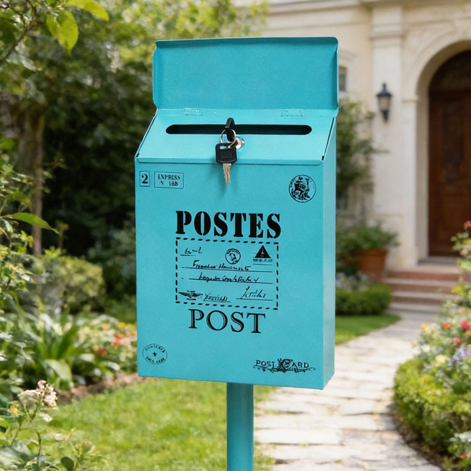 Cassetta postale artistica in ferro battuto con ampia capacità, ideale per posta, giornali, piccoli pacchetti, case e negozi
