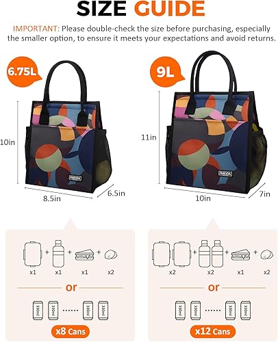 Vista 69 de Fmeida Lonchera aislada para mujeres y hombres, bolsas de almuerzo grandes de 9 litros con múltiples bolsillos, bolsa térmica reutilizable