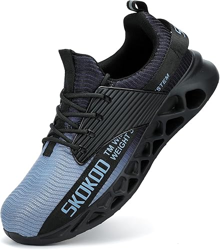 Steel Toe Shoes for Men Puncture Proof Sneakers Men's Non-Slip Composite Toe Safety Shoes Slip On Comfortable Industrial Construction Work Shoes