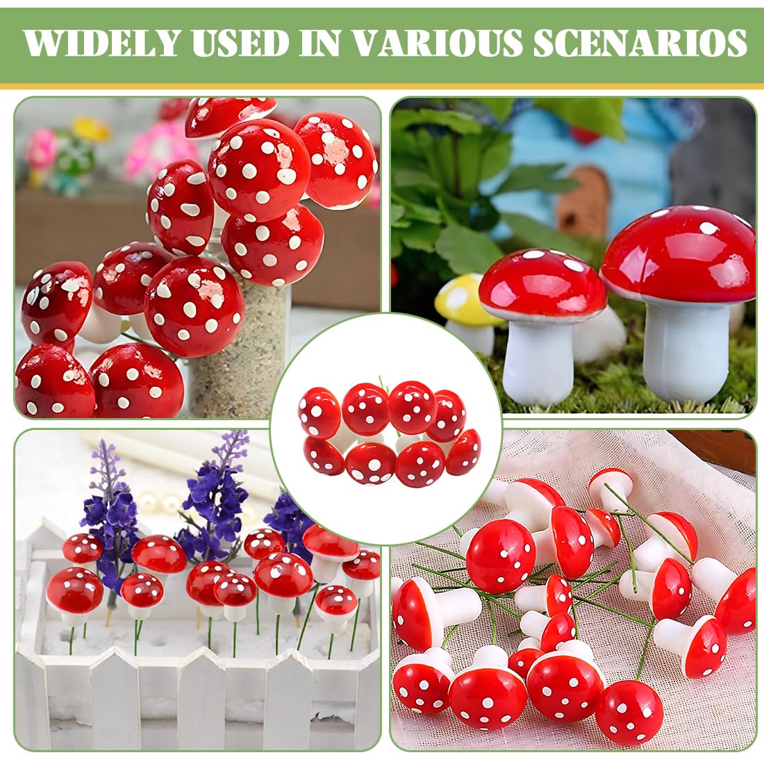 Lot De 60 Mini Champignons Décoratifs, 25 Mm, Amanites Mouches, Sur Drath, Pour Décoration D'Automne, Décoration De Table, Mariage, Anniversaire D'Enfant, Paysages Miniatures Et Jardin, Noël