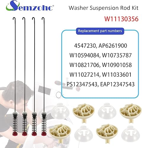 Miniatura 3 de W11130356 Kit de varilla de suspensión de 28.3 pulgadas compatible con lavadora Whirl-pool Ken-more Mag-tag - Reemplaza W10594084 W10735787