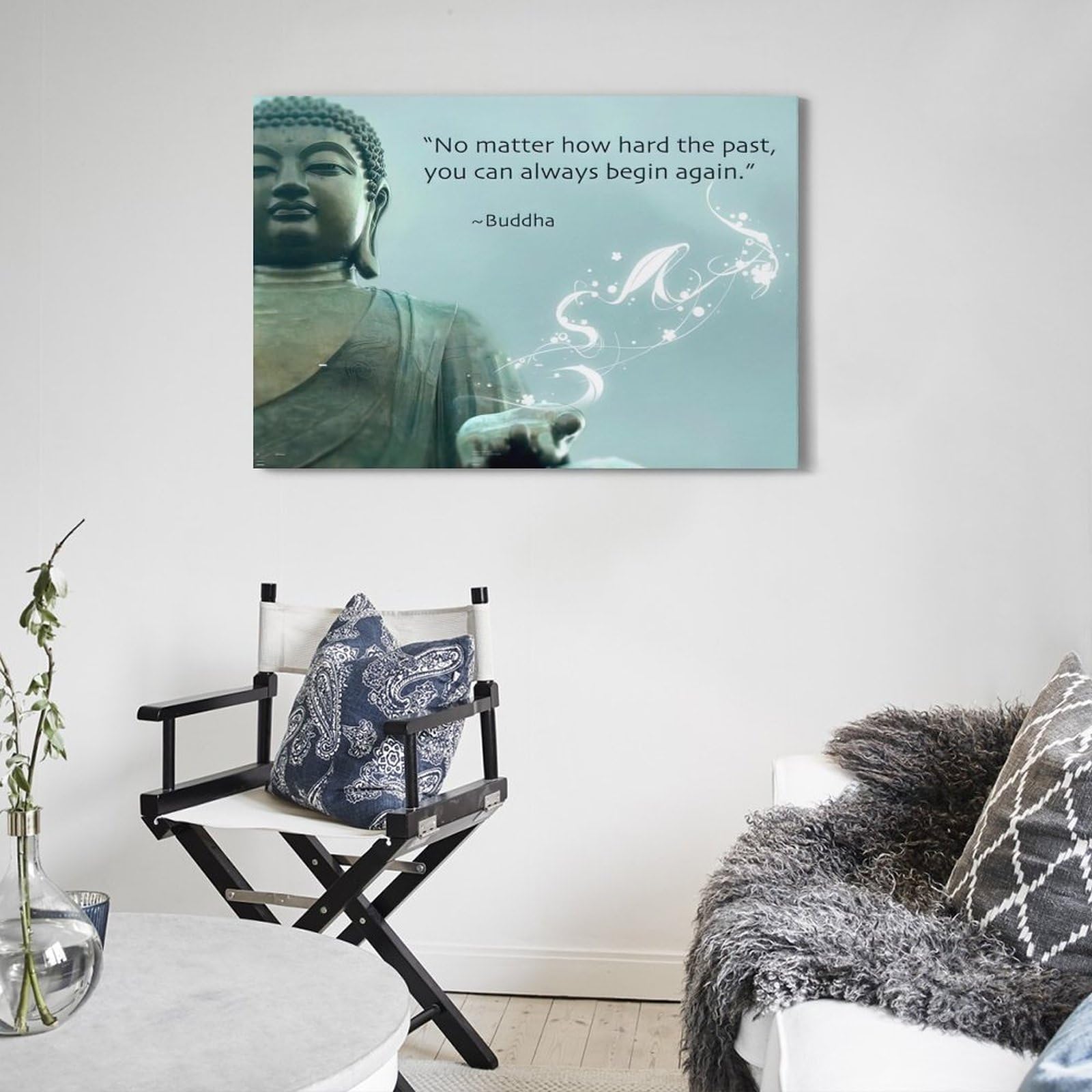 Quadro Tela Con Buddha E Meditazione – Decorazione Parete Zen Per Bagno, Camera, Ufficio