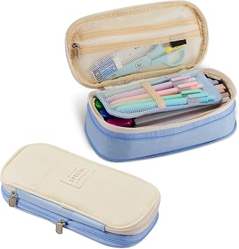 Sonuimy Large Capacity Pencil Case Pouch with Zipper Portable Aesthetic Cute Large Capacity Pencil Case Pen Office Travel Stationery Makeup Bag Desk Organizer for College Students Adults Women Men