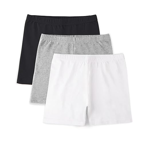 BOOPH Girls Bike Shorts Cartwheel Shorts Dance Shorts for Toddlers Girls 7-8 Years Black White Gray 3 Pack