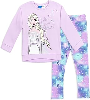 Disney Frozen Princess Anna Elsa Baby Girls Sweatshirt and Leggings Outfit Set Infant to Big Kid