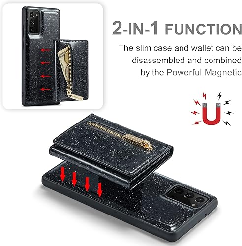 Miniatura 5 de Funda de teléfono para Samsung Galaxy Note 20 5G con protector de pantalla de vidrio templado y ranura para tarjeta de crédito, soporte con
