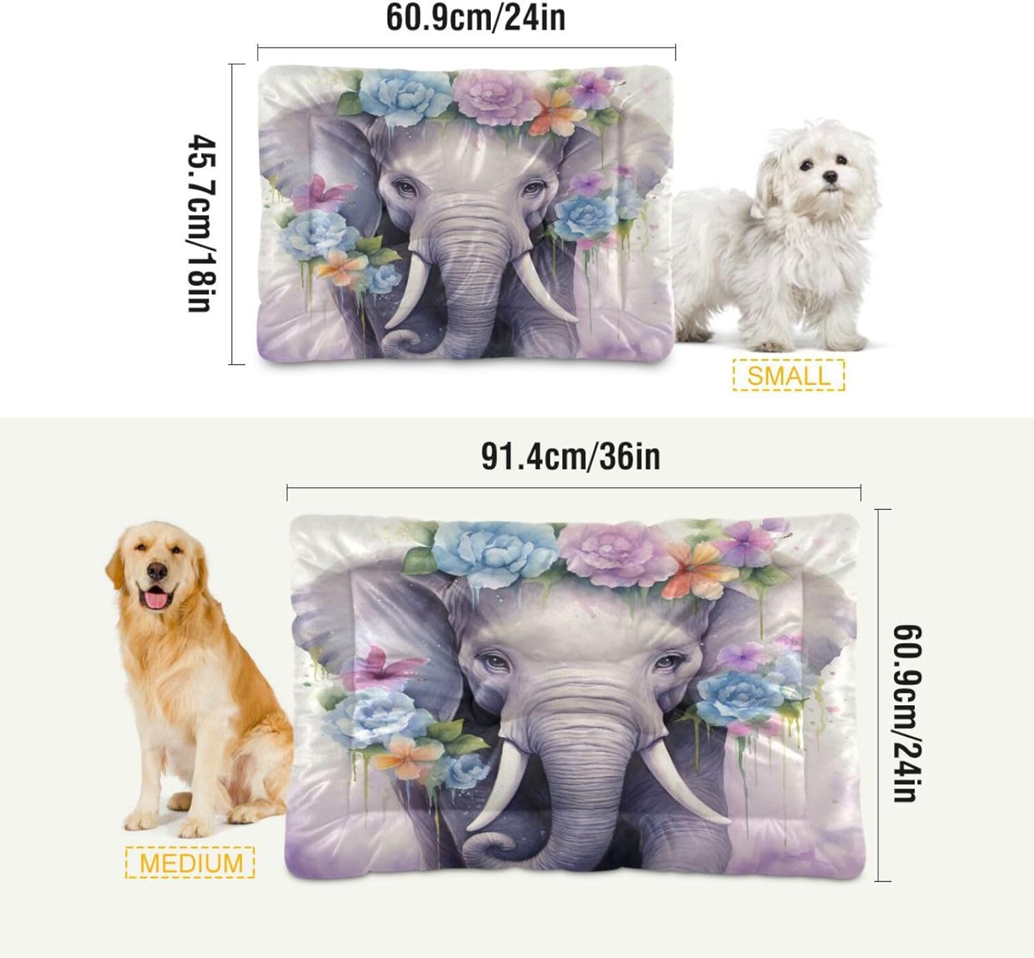 review Elephant Crate Pet Bed, Portable Washable Dog Cat Mat, Soft Comfortable Pet Mattress with Non-Slip Bottom for Dogs Cats Sleeping, 24 x 18 Inch
