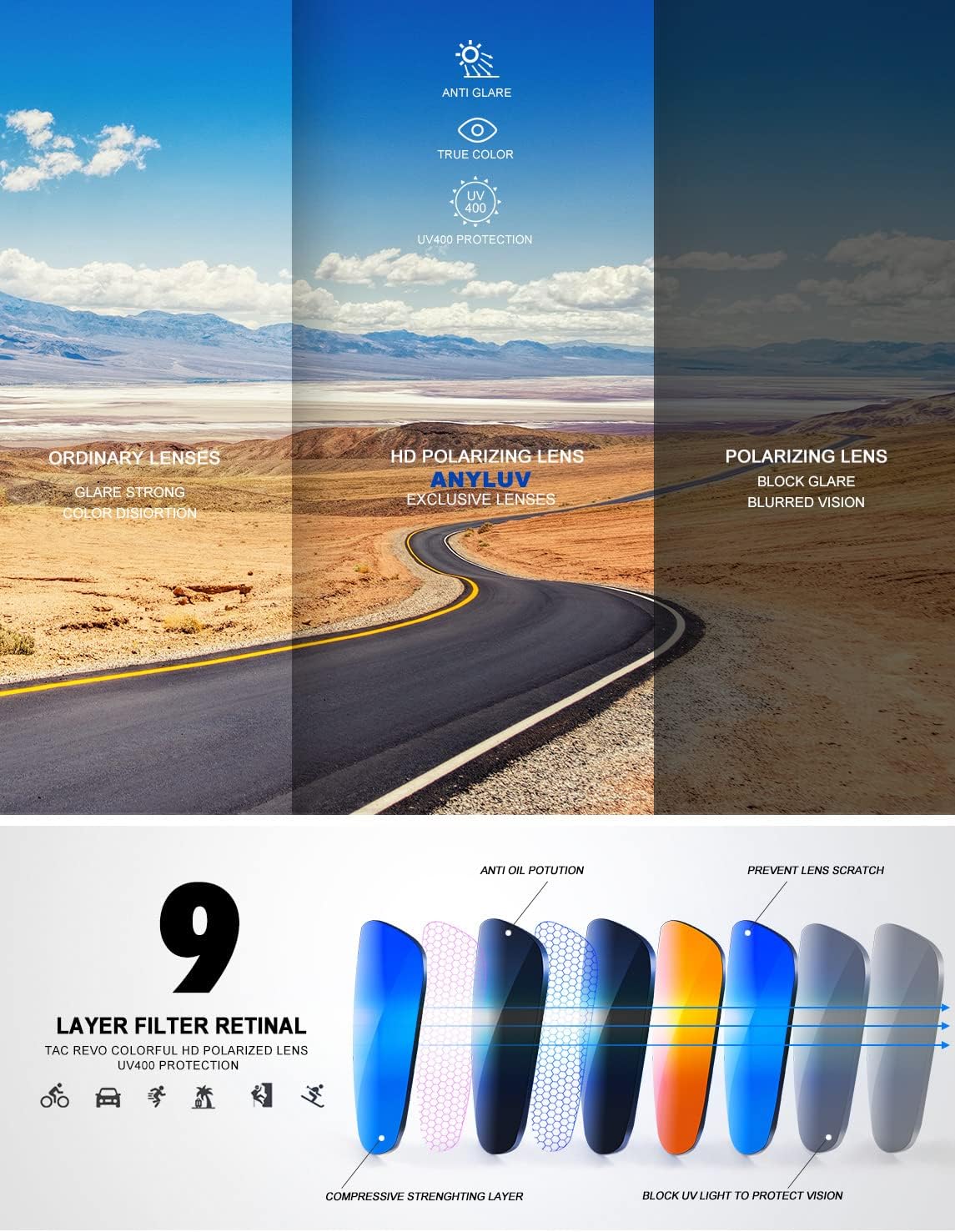 ANYLUV Polarized Sunglasses for Men Rectangular Classic Al-Mg Metal Frame Sun Glasses Mens Sunglasses with UV Protection - Image 5