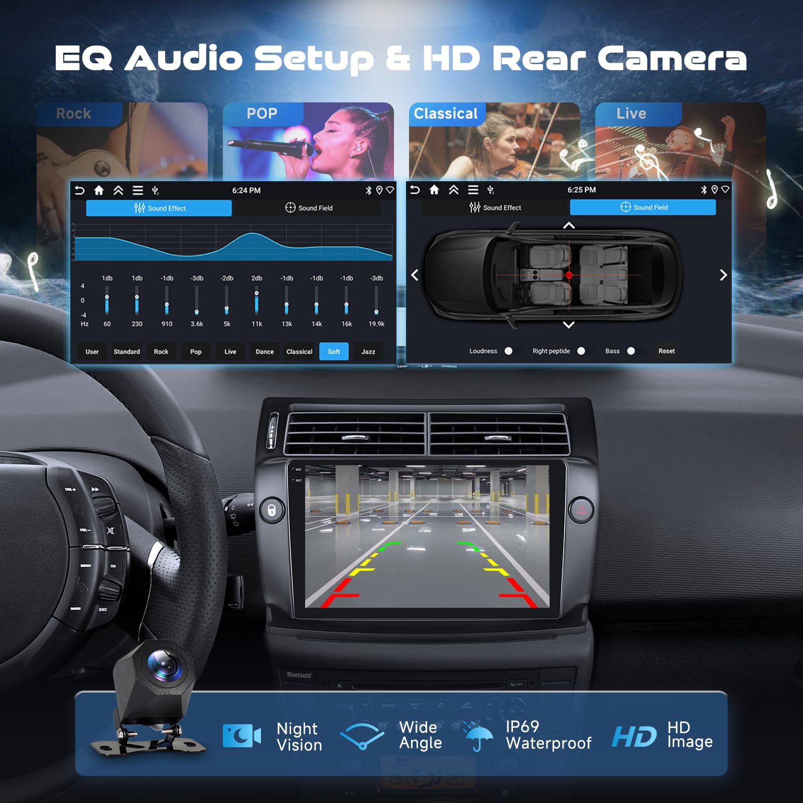 Autoradio 4+64G pour Citroën C4 (2004-2010), Android 15 stéréo de Voiture avec écran Tactile in-Cell 9 Pouces 720 * 1280P, Compatible CarPlay et Android Auto, FM, Bluetooth, WiFi