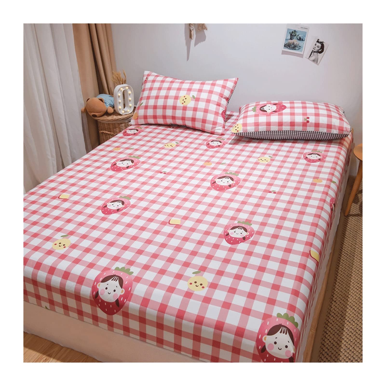 Drap-housse 100% coton 200x220 grand bonnet 28cm BLUNOA drap de lit floral