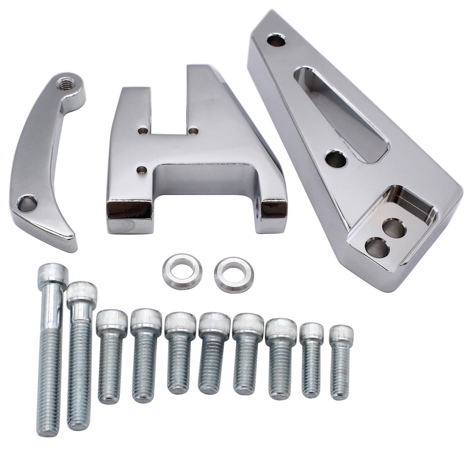 Chrome Plated Aluminum Alternator Bracket Kit Fits for Chevy SBC 350 Short Water Pump Swp