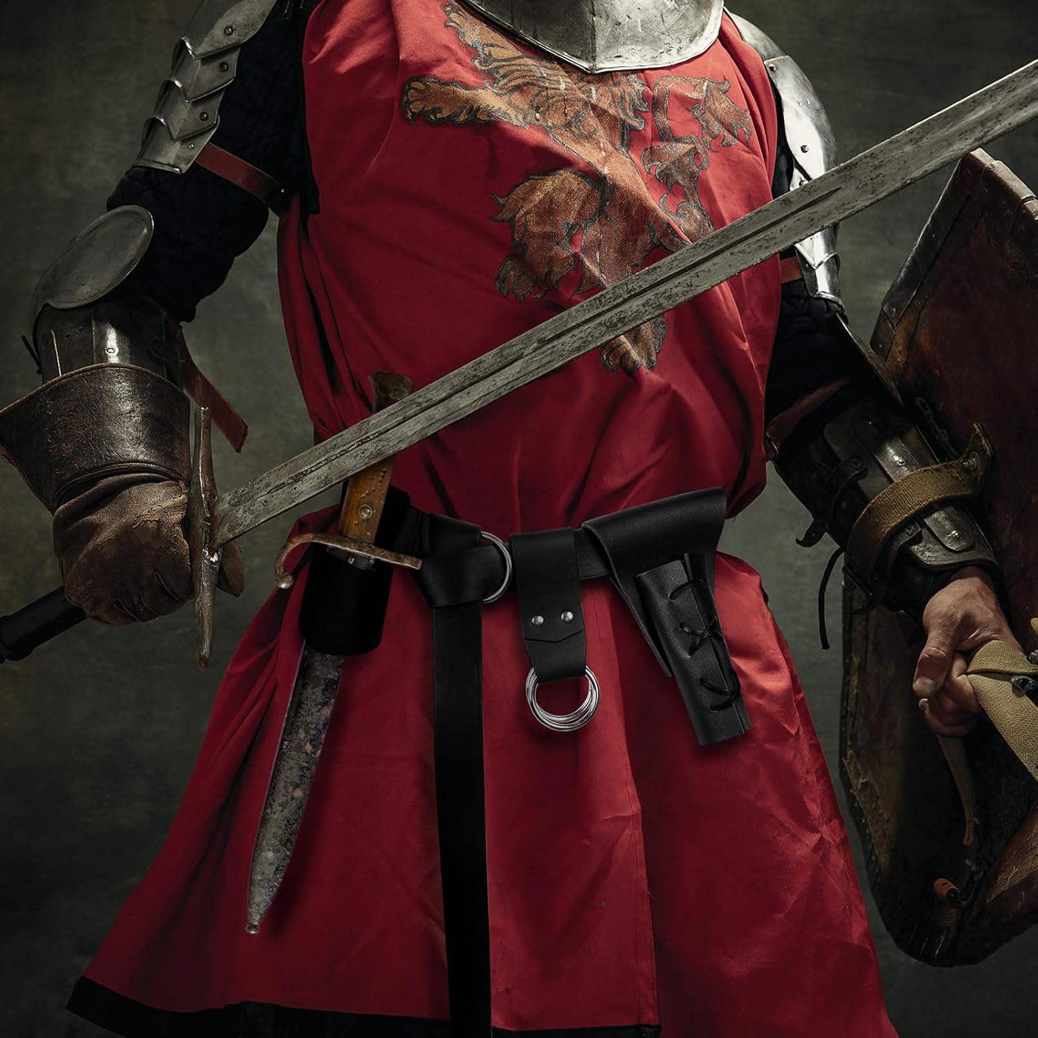 Saintrygo 5 Pcs Medieval Belt Costume Accessories Renaissance Skirt Hike Viking Horn Belt Holster Dagger Holster Sword Frog - Image 6