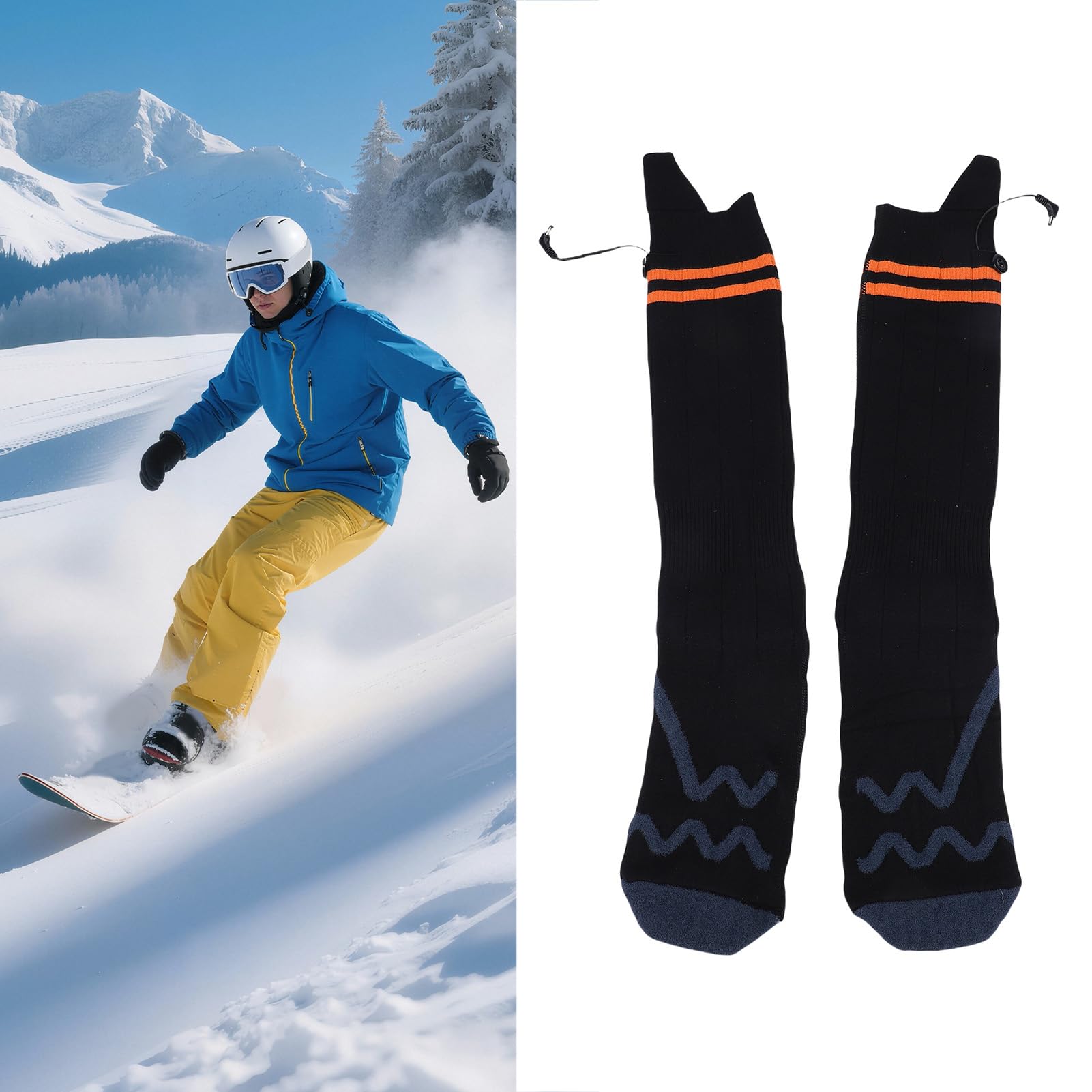 banapoy Calcetines Calentados para Hombres, Mujeres, Calcetines Eléctricos Recargables Calentados con 4 Ajustes de Temp, Calefacción Térmica para Caza, Campamento, Senderismo