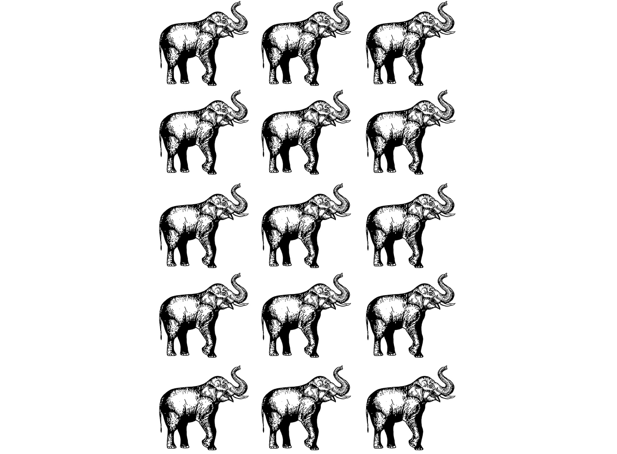 Lucky Elephants 15 pcs 1 Inch Black Fused Glass Decals