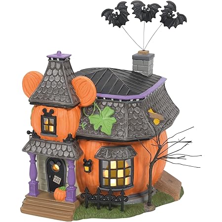 Department 56 Disney Halloween Village Mickey's Pumpkintown Haunted Manor Lit Building, 6.81 Inch, Multicolor
