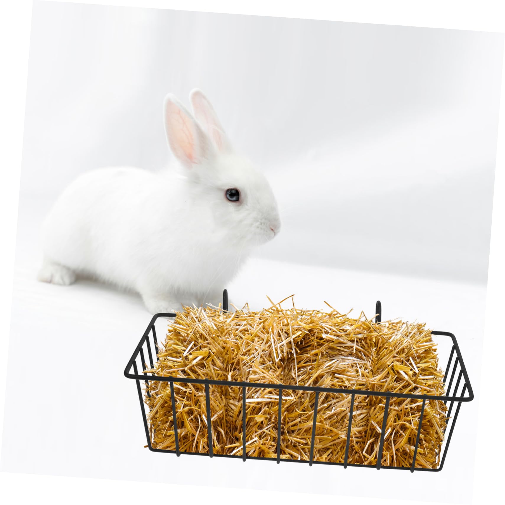 TOYANDONA Set 2 Pezzi Mangiatoia per Conigli in Ferro Nero, Versatile e Multifunzione, Fieniera Sospesa per Piccoli Animali e Cavie