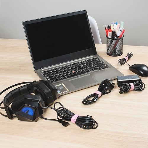 Miniatura 8 de OneLeaf 180 bridas reutilizables para cables, lazos organizadores de cables ajustables de 4 pulgadas, lazos multiusos de gancho y bucle para