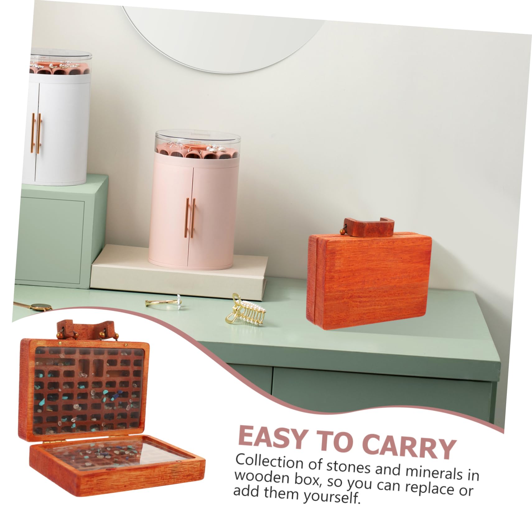 SOIMISS 3pezzi Scatola Organizer Per Pietre e Minerali Legno Con Scomparti Custodia Per Collezione Di Cristalli e Decorazioni Design Elegante e Funzionale Per Appassionati Di Gemme