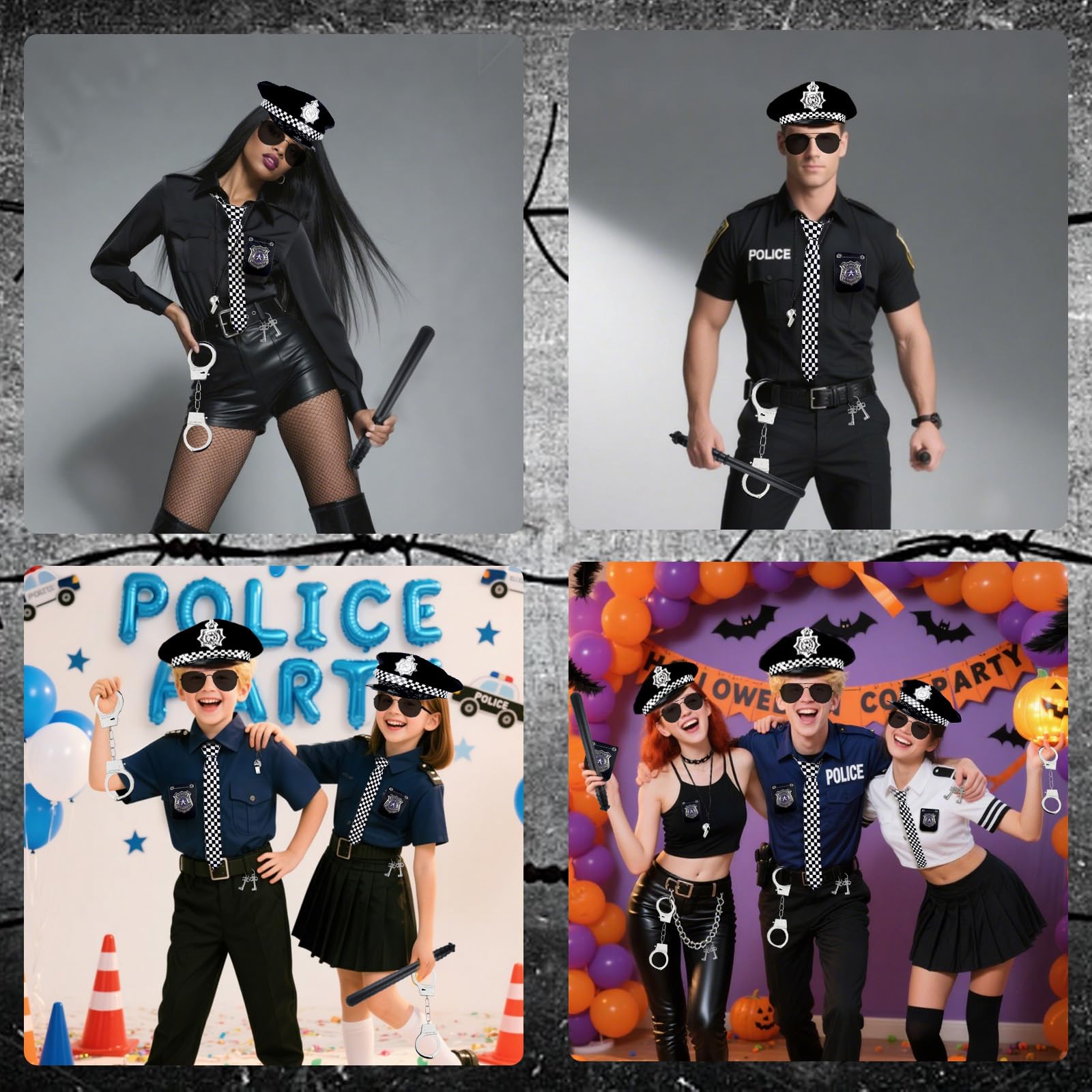 Kitimi Police Accessories, Police Costume-Hat, Handcuffs for Women Halloween Costumes for Women & Men - Image 4