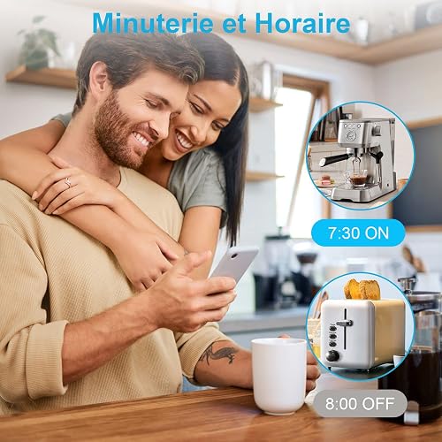 Prise Connectée WiFi (Type F), Prise Intelligente EIGHTREE, Compatible avec Alexa, Google Home, SmartThings, Suivi de la Consommation d'énergie, Contrôle de l'App Smart Life, 16A, Pack de 4 - 5