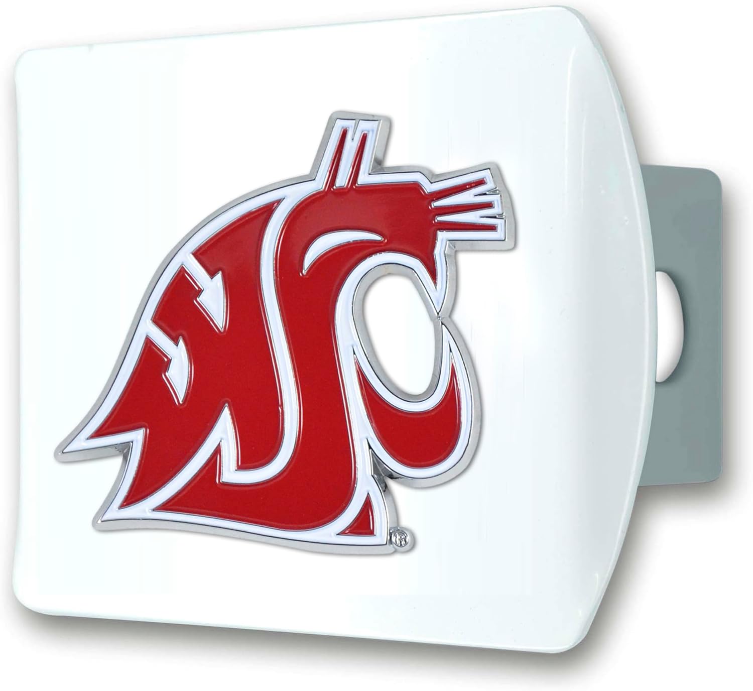 FANMATS 43644 University of Illinois Color Hitch Cover - White with Metal Chrome 3D Logo Emblem – Easy Installation on Truck, SUV, Car - Ideal Gift for Die Hard NCAA Fan