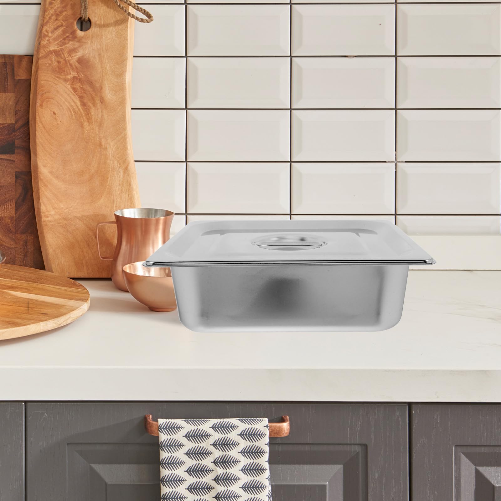 SEWACC Edelstahl Gastro Behälter mit Deckel 1/1 Größe Robust und Zuverlässig für Restaurants und Hotels Buffetpfanne 2 Stück Silber