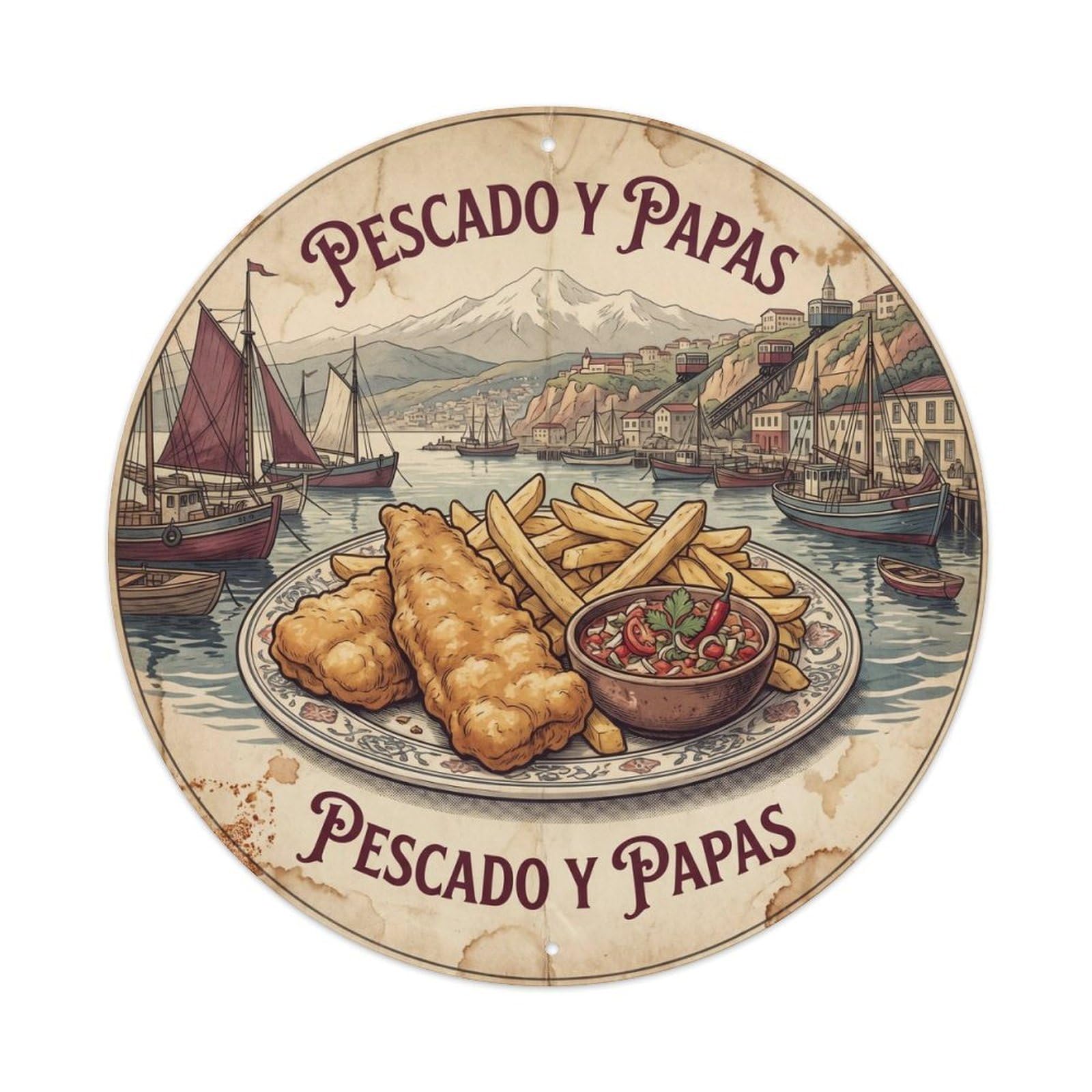 Coastal Food Chippy Regional Fried Seafood Nostalgic Metal Tin Sign
