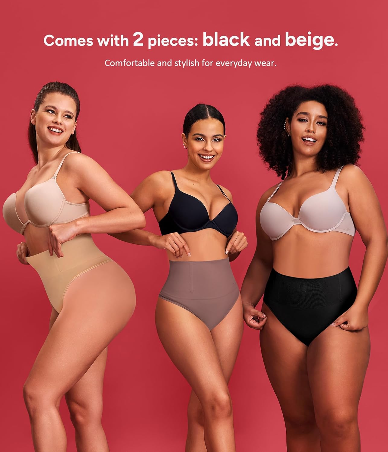 Nebility Tummy Control Thong Shapewear for Women Body Shaper Faja Underwear Seamless Butt Lifting Panties Girdle 2 Pack - Image 7