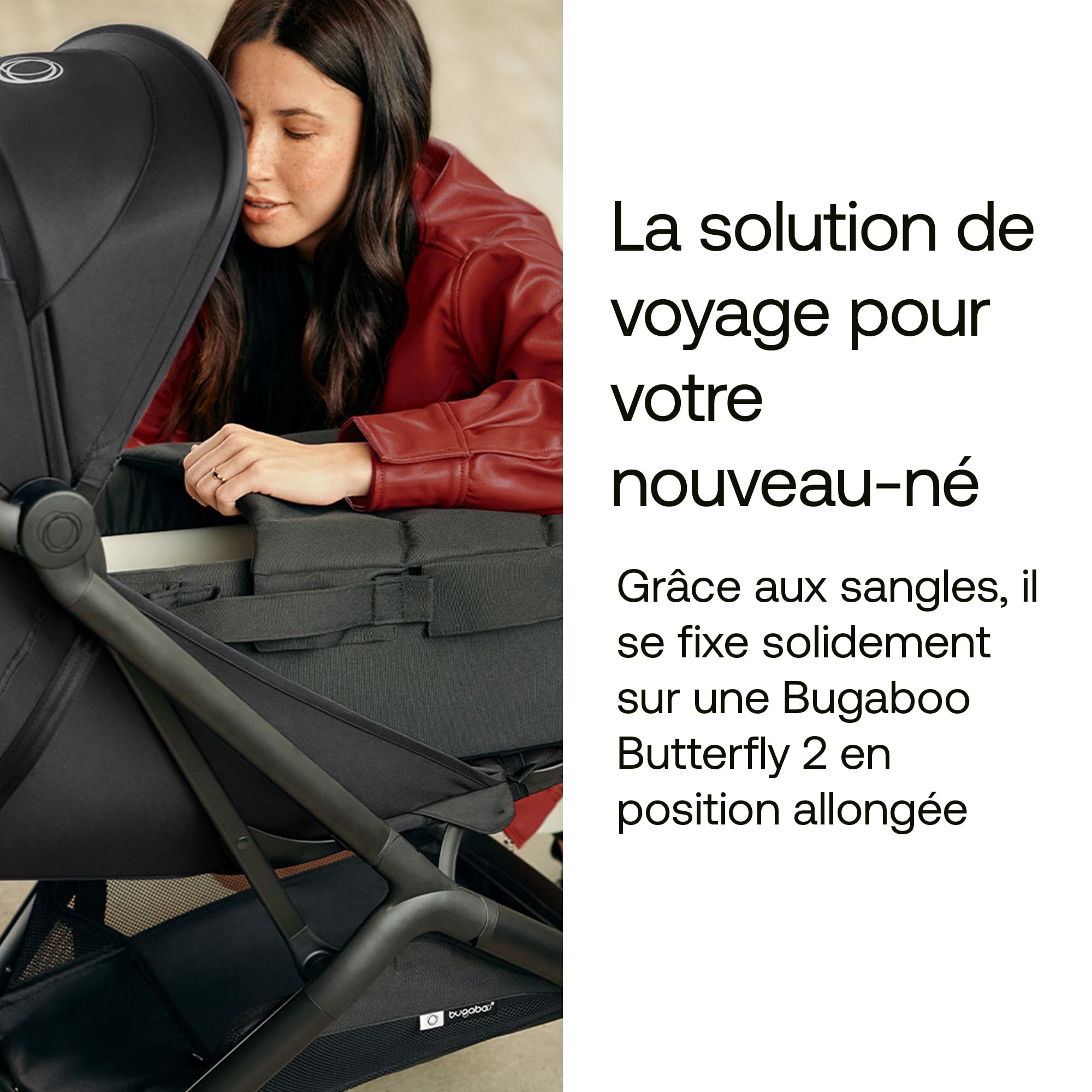 Bugaboo Baby Nest – Nacelle & chancelière 2-en-1, Sangles de Transport, se déplie en Matelas Coton et Tapis de Jeu, Compatible avec Les poussettes, utilisable dès la Naissance – Heritage Black