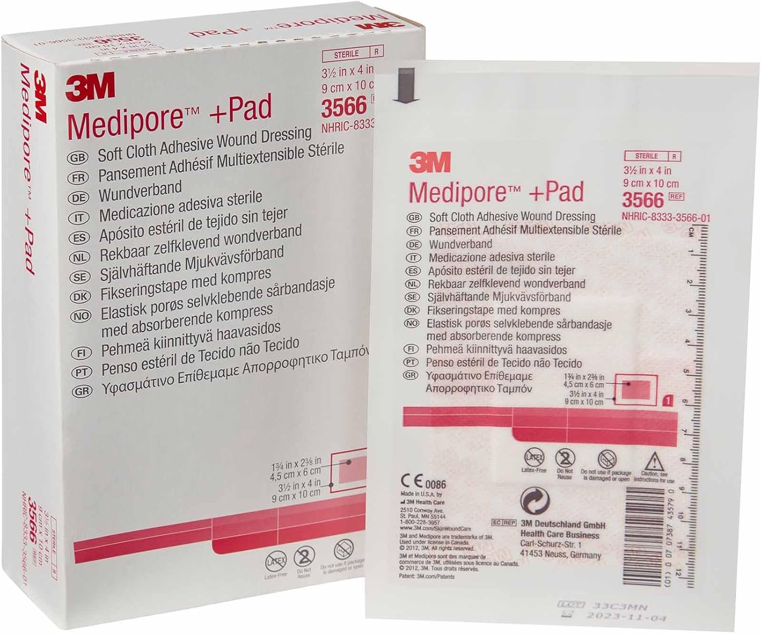 3M Medipore Sterile Composite Dressing Rectangle 3-1/2 X 4 Inch 3566 50 / Box
