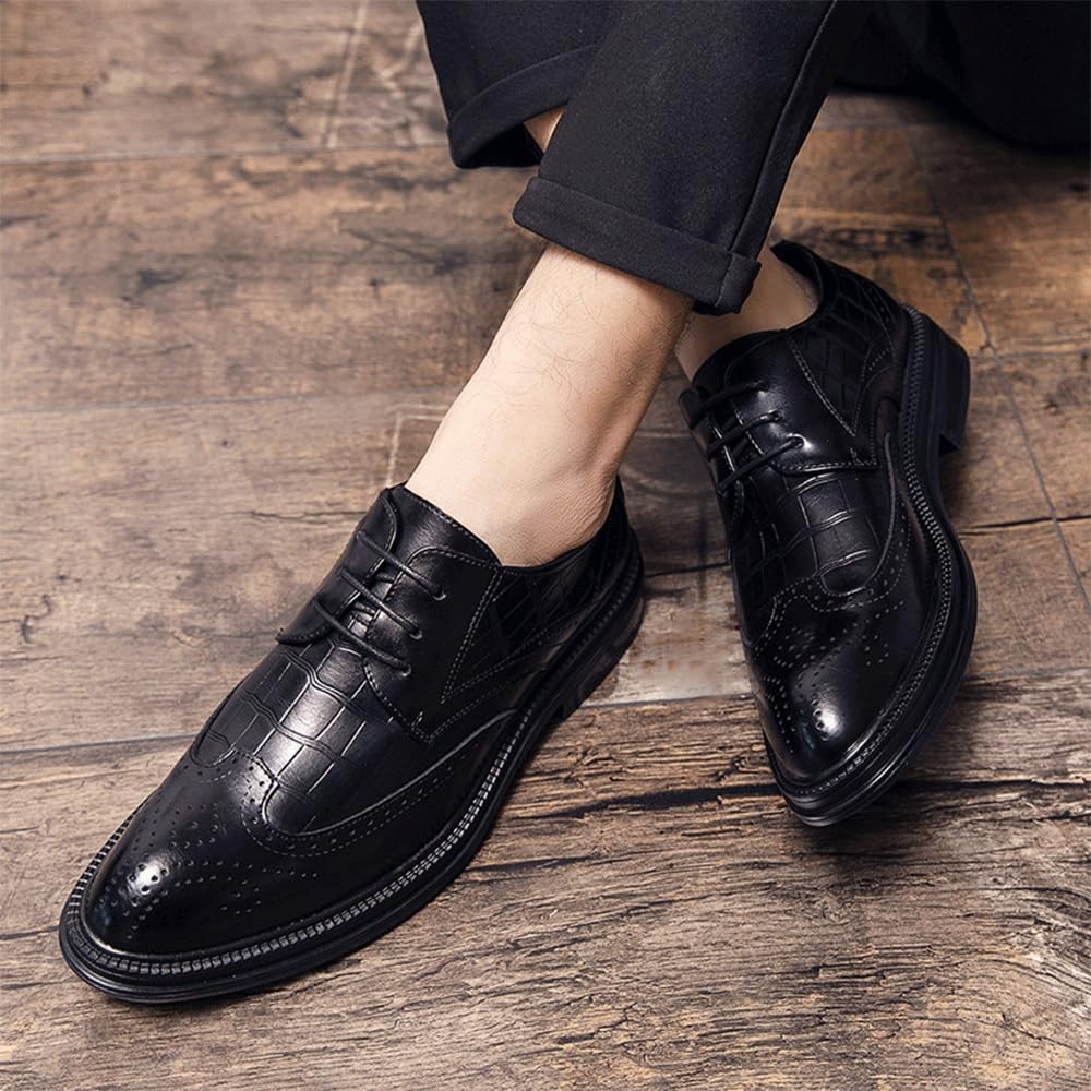 Scarpe Brogue da Uomo Classiche Stringate Scarpe da Smoking Formali Ufficio Ballo Abito da Sposa Scarpe Formali da Uomo Scarpe Eleganti da Uomo Abito da Lavoro coiffeur(Black,41EU)