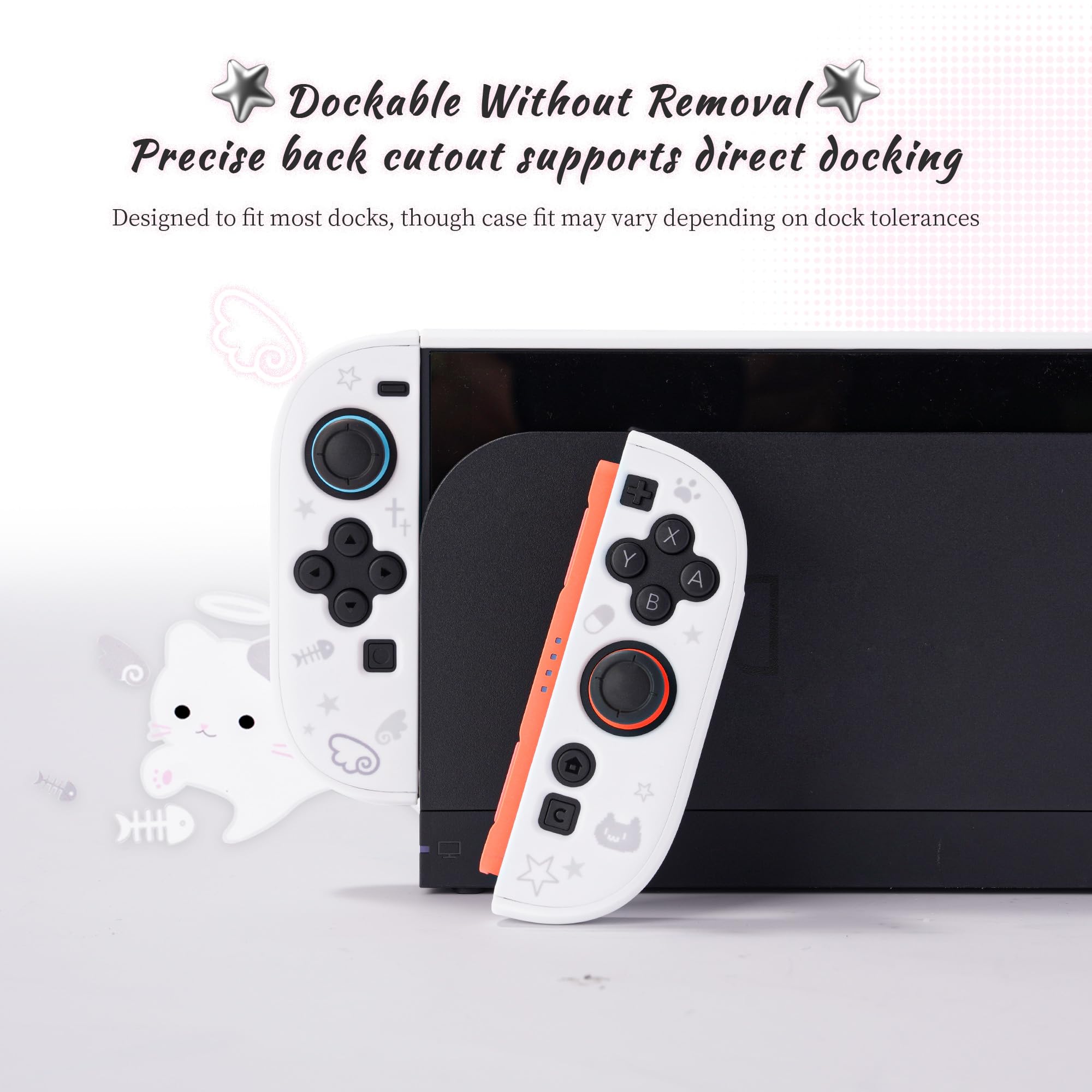 GeekShare Etui ochronne kompatybilne z Switch 2, Kawaii Cartoon Dockable Case Kompatybilny z Switch 2, Odporna na zarysowania i wstrząsy Design Cover Skin - Star Kitty