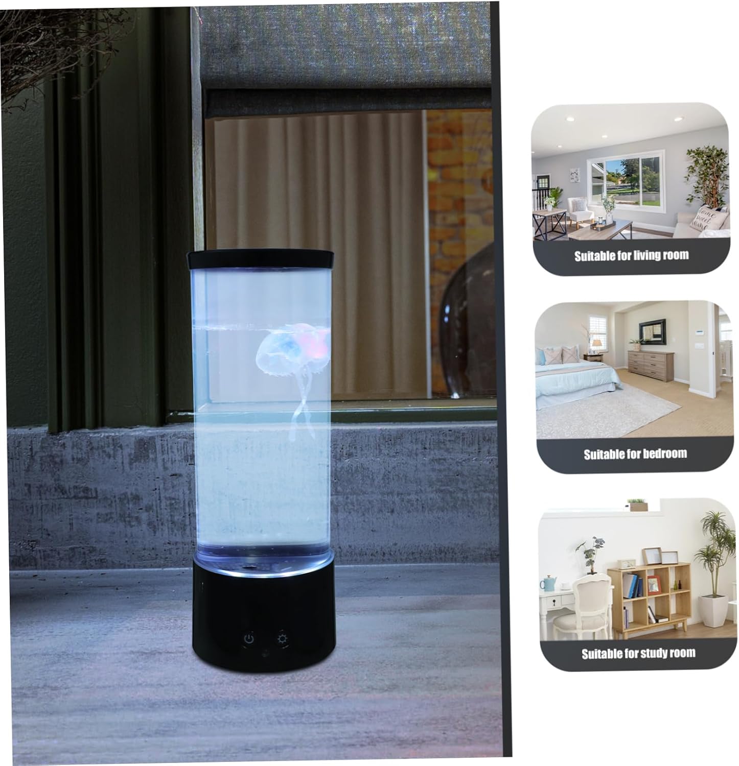 Vaguelly 1 Set LED Jellyfish Night Lamp Remote Control Aquarium Night Light for Bedroom Living Room Cozy Decoration Gentle Eye Caring Glow Present Option