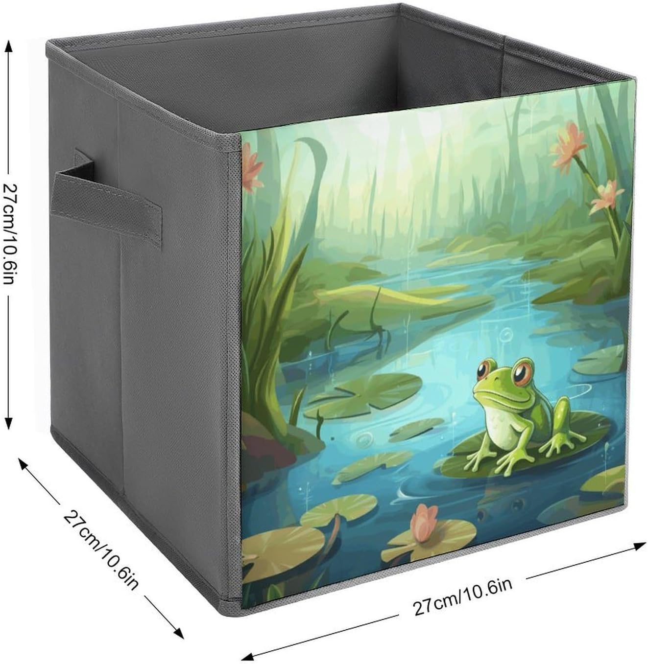 Folding Storage Bins Oxford Fabric Clothes Storage Boxes with Handles | Frog in A Pond Cube Organizer, Easy to Store, Multi Functional Cube Storage Organizer for Office Bedroom