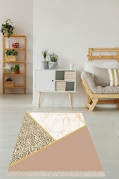 Ontheclouds Mermer Desenli Leopar Desenli Dijital Bask  Y kanabilir Kaymaz Taban Salon Hal , 80 x 50