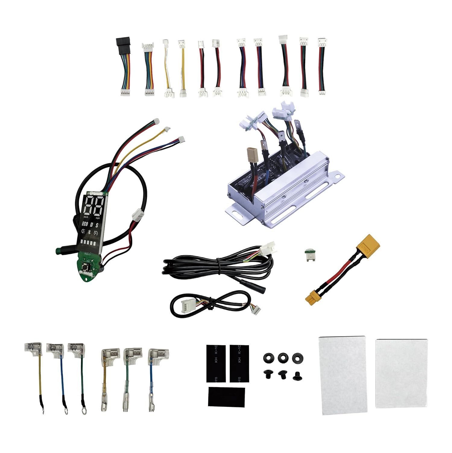 Universal Electric Scooter Controller & Dashboard Kit (24V-63V)(7-25A) - Fits 8"-14" Motors, M365/Pro&Clones (Check Size:7.3x2.9cm) 250W-600W Upgrade, App Control, Speed Unlock >30MPH,Self-Learning