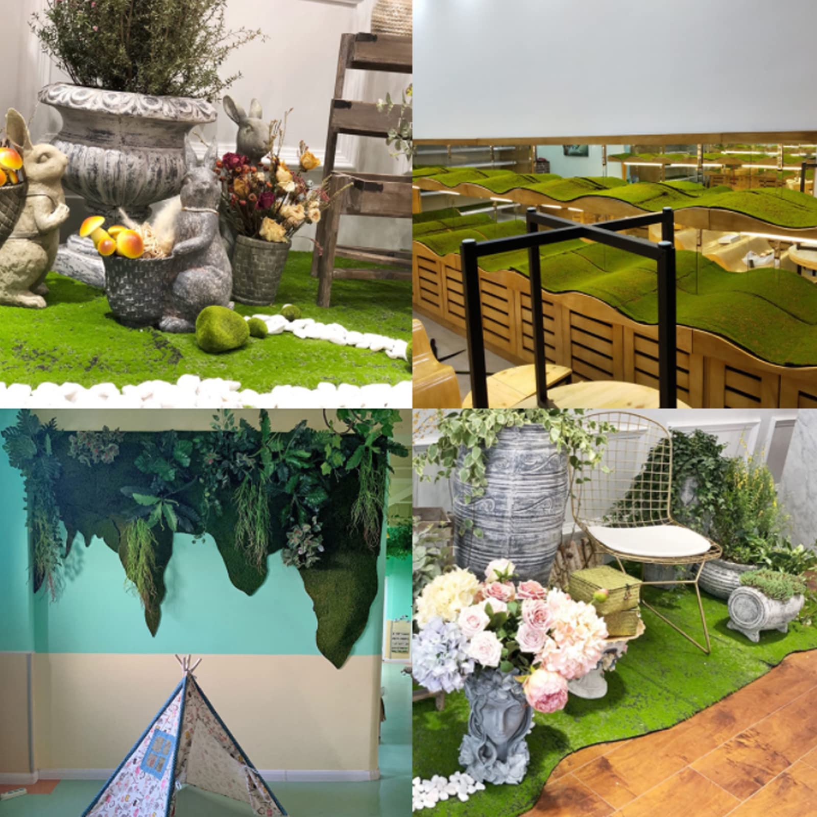 Künstliche Moosmatte, Kunstmoos Grasmatte, Kunstrasen Rasenteppich für Hausgarten, Terrasse, DIY Deko, Gefälschte Moos,Green