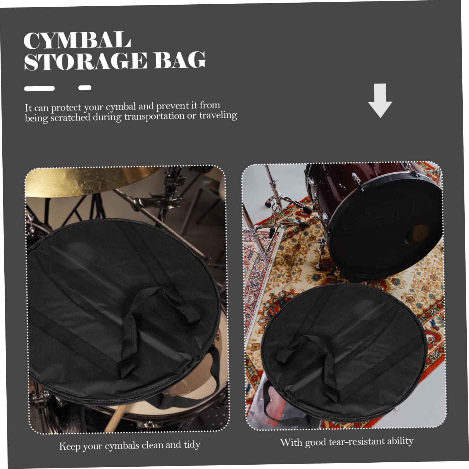 Bolsa Portátil para Platillos y Funda para Batería Algodón Grueso y Tela Oxford Resistente al Agua para Transporte y Viaje en Color Negro