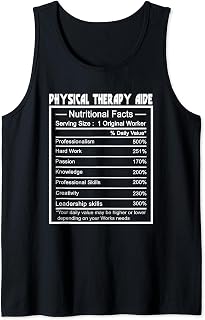 Funny Job Title Worker Nutrition Facts Physical Therapy Aide Tank Top