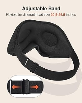 MABAO 2 Packs Sleep Mask for Side Sleeper, Eye Mask for Sleeping Women Men, 3D Contoured Cup No Eye Pressure 100% Light Blocking Sleeping Mask with Adjustable Strap Night Blindfold Flight, Nap, Black