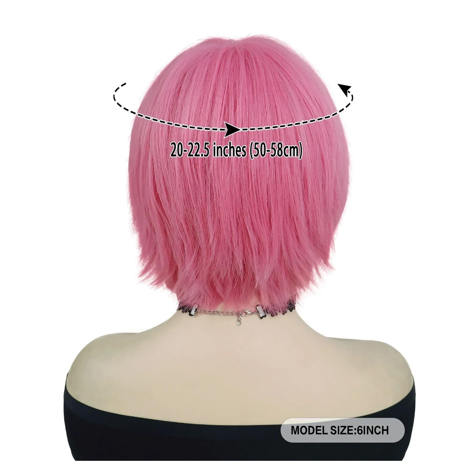 1 szt. Krótkie różowe peruki Cosplay dla kobiet peruka syntetyczna z grzywką(Black)