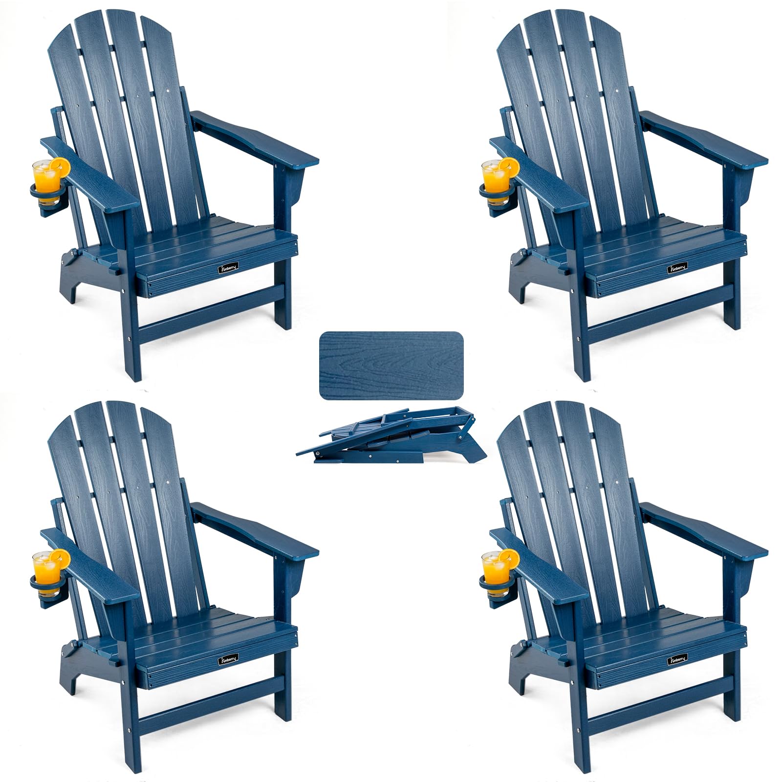 FUNBERRY Oversized Folding Adirondack Chair Set of 4, Fire Pit Chair 400LBS