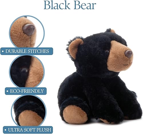 Miniatura 7 de The Petting Zoo Oso de peluche, regalos para niños, animales salvajes del zoológico Onez, juguete de peluche de oso negro de 9 pulgadas