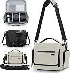 RAINSMORE Camera Bag, DSLR/SLR/Mirrorless Camera Bags for Photographers Waterproof Camera Case Bag with Tripod Holder & Rain Cover Small Camera Sling Crossbody Bag for Canon/Nikon/Sony/Fuji, Black